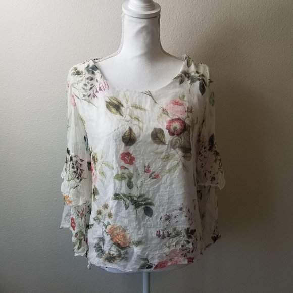 Viola Bourghi Tops - Viola Borghi / S / Floral Shear Back Blouse